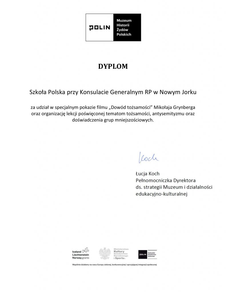„Dowód tożsamości” – lekcja w ramach projektu organizowanego przez Muzeum Żydów Polskich POLIN