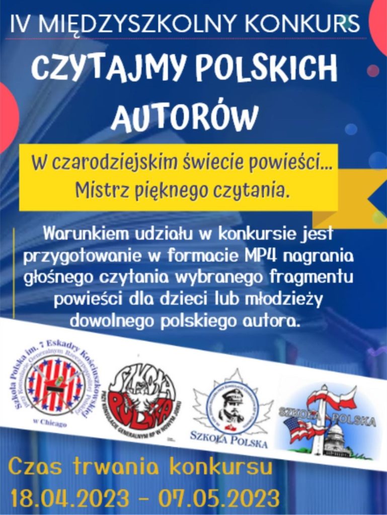 Zapraszamy do udziału w IV edycji Międzyszkolnego Konkursu z okazji Dni Książki i Prasy „Czytajmy polskich autorów”