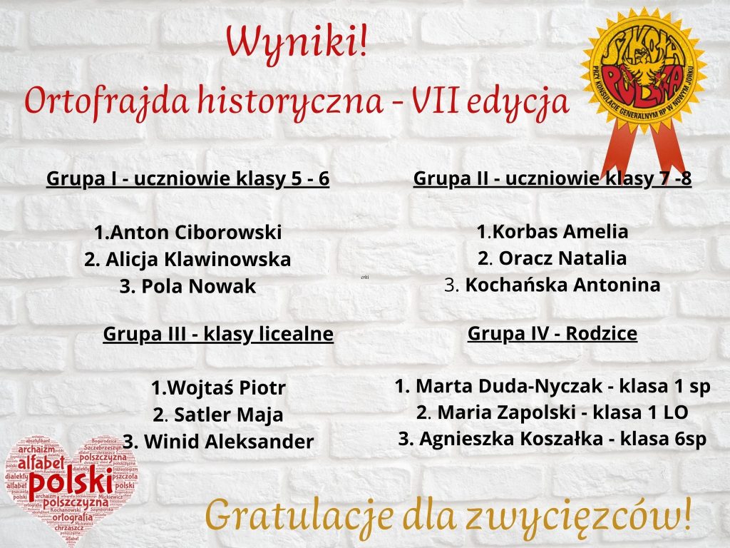 📣 Wyniki Konkursu Ortograficznego!